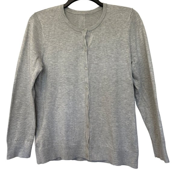 Jones New York Siganture Cardigan Womens Size L Gray Button Down Long Sleeve - Picture 1 of 7